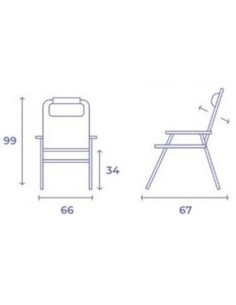SILLA PLEGABLE 5 POSICIONES ALUMINIO 67X66X99CM CON COJÃN Y ASA 2