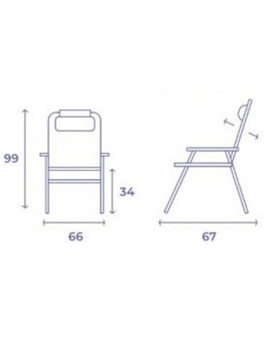 SILLA PLEGABLE 5 POSICIONES ALUMINIO 67X66X99CM CON COJÃN Y ASA