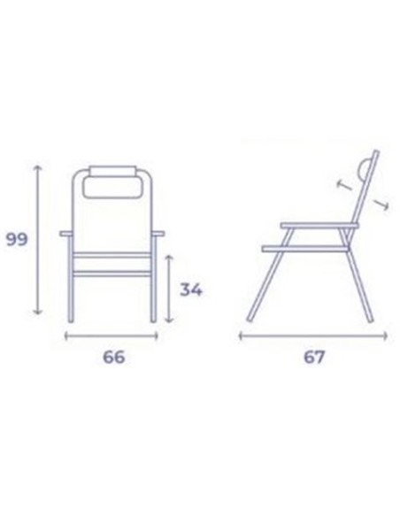 SILLA PLEGABLE 5 POSICIONES ALUMINIO 67X66X99CM CON COJÃN Y ASA