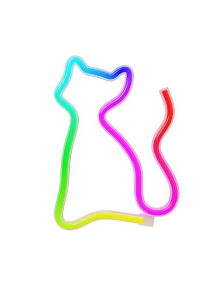 LAMPARA DECORATIVA NEON LED GATO MULTICOLOR FOREVER