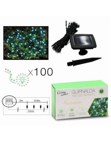GUIRNALDA DE 100 LED BLANCA 11.9 METROS BATERÃA SOLAR