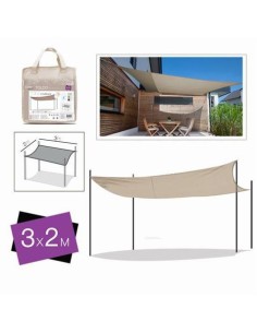 TOLDO RECTANGULAR 2X3 METROS BEIGE + BOLSA