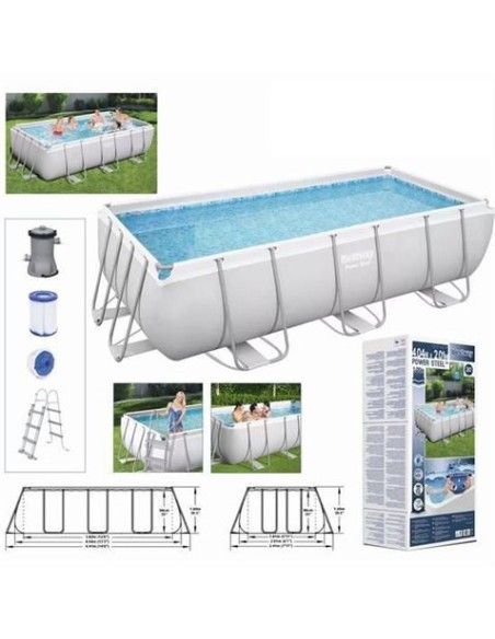 PISCINA RECTANGULAR+ BOMBA FILTRO 404X201X100 BESTWAY
