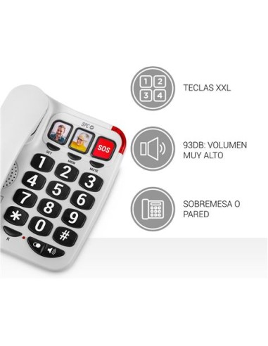 TELEFONO FIJO TECLAS XXL 3295B BLANCO SPC