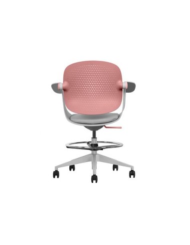 SILLA / TABURETE DE OFICINA TOP WORK ROJO CROMAD