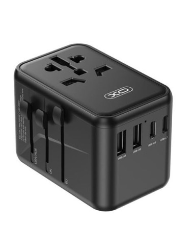 ADAPTADOR UNIVERSAL DE VIAJE 65W 3 X TIPO C + 2 X USB XO