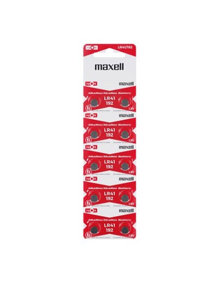 PACK 10 PILAS BOTON LR41/192 1.5V MAXELL