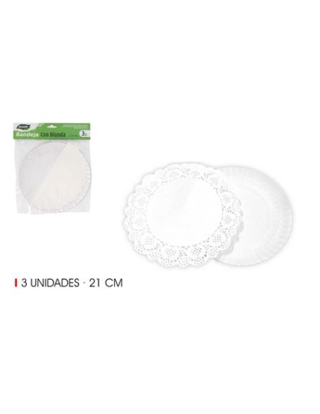 SET 3 BANDEJAS REDONDAS CON BLONDA 21CM ALGON