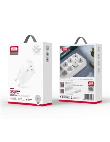 CARGADOR DE CORRIENTE CE07 35W 2 X TIPO C XO BLANCO