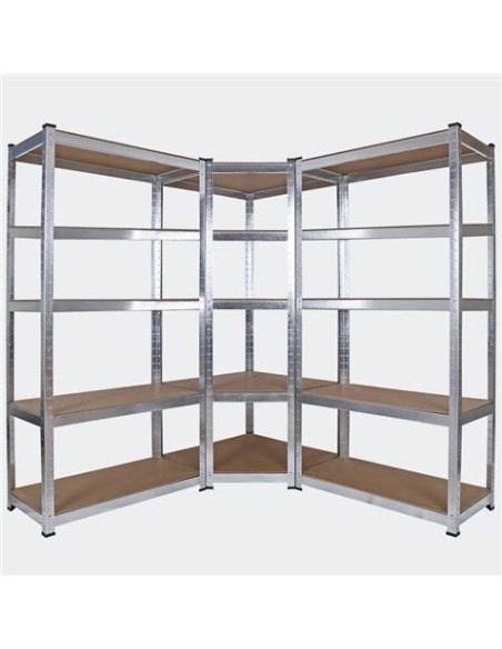 ESTANTERIA METÃLICA ESQUINERA GALVANIZADA 5 BALDAS 180X90X40X90CM BLIM