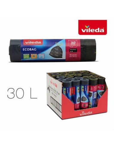 PACK 15 BOLSAS BASURA AUTOCIERRE ECOBAG 30 LITROS VILEDA