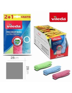 PACK 3 BAYETAS MICROFIBRAS 28X28 COLORES VILEDA