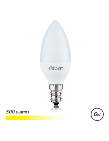 BOMBILLA LED C37 | 6W | 500LM | E14 | LUZ CALIDA | ELBAT