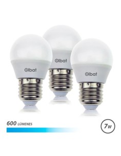PACK 3 BOMBILLAS LED G45 | 7W | 600LM | E27 | LUZ FRIA | ELBAT