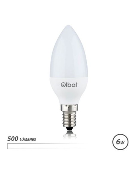 BOMBILLA LED C37 | 6W | 500LM | E14 | LUZ BLANCA | ELBAT