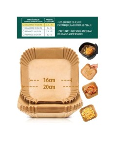 PACK 20 BASES PAPEL PARA AIRFRYER 20X20CM ALGON