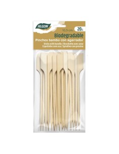 PACK 20 PINCHOS BAMBU CON AGARRADOR 10.5CM