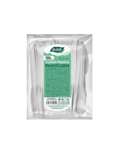 PACK 100 CUCHILLOS PLASTICOS REUTILIZABLES BLANCAS ALGON