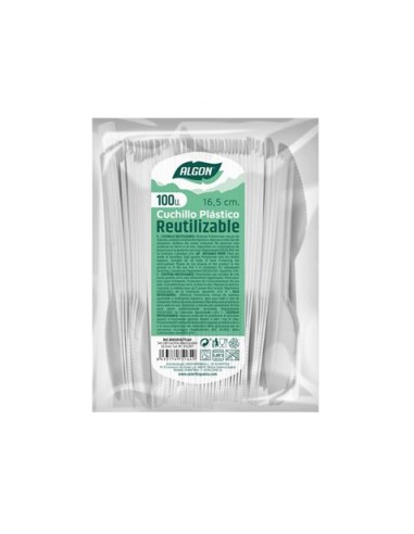 PACK 100 CUCHILLOS PLASTICOS REUTILIZABLES BLANCAS ALGON