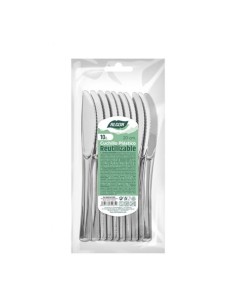 PACK 10 CUCHILLOS PLASTICO REUTILIZABLE PLATA ALGON