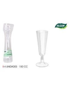 SET 4 COPAS CAVA PIE TRANSPARENTE 150CC ALGON