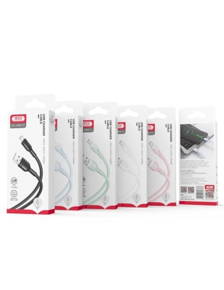 CABLE NB212 SILICONA USB - LIGHTNING | 2.1A | 1 MTR | NEGRO XO