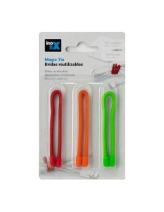 SET 3 BRIDAS REUTILIZABLES MAGIC 15CM COLORES SURTIDOS