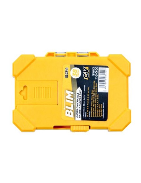 JUEGO CHICHARRA, VASOS Y PUNTAS 1/4\" 38PCS CRV BLIM