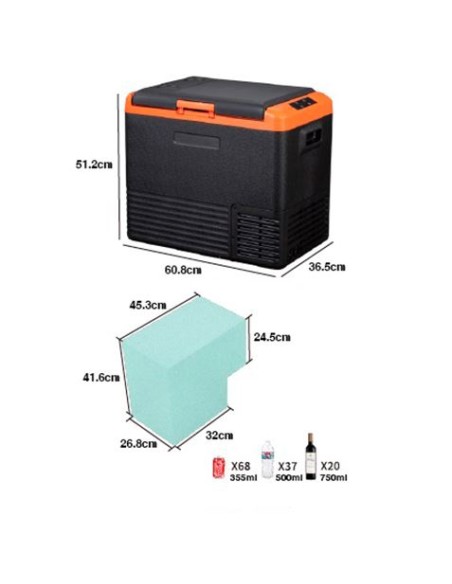 NEVERA DE COMPRESOR PORTATIL 45 LITROS 70W MUVIP