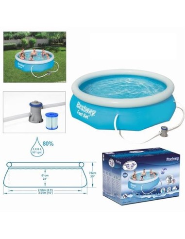 PISCINA HINCHABLE + BOMBA FILTRO 305CM DIÃMETRO X H76CM BESTWAY