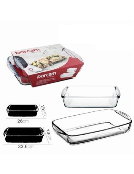 PACK 2 BANDEJAS HORNO RECTANGULAR CRISTAL BORCAM PASABAHCE