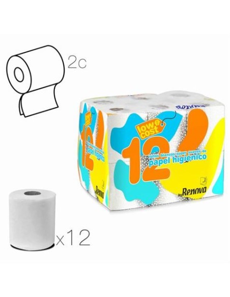 PACK 12 ROLLOS PAPEL HIGIENICO DOBLE CAPA RENOVA