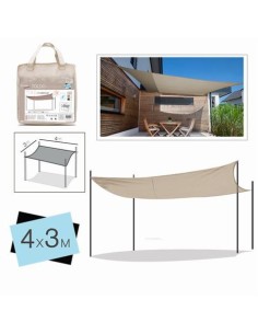 TOLDO RECTANGULAR 3X4 METROS BEIGE + BOLSA