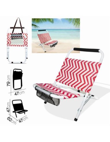 SILLA DE PLAYA ZIGZAG GROSELLA 62X47XH47CM