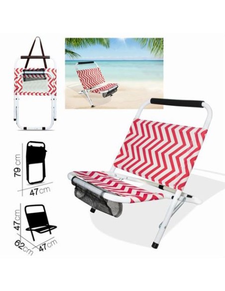 SILLA DE PLAYA ZIGZAG GROSELLA 62X47XH47CM