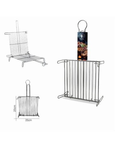 PARRILLA DE ACERO DOBLE CON PATAS 25X25CM