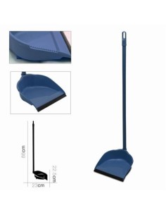 RECOGEDOR CON MANGO METALICO 80CM AZUL