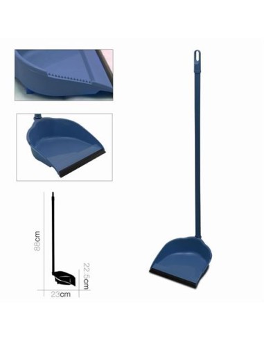 RECOGEDOR CON MANGO METALICO 80CM AZUL