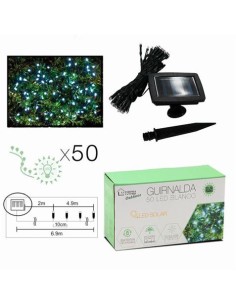 GUIRNALDA DE 50 LED BLANCA 6.9 METROS BATERÃA SOLAR