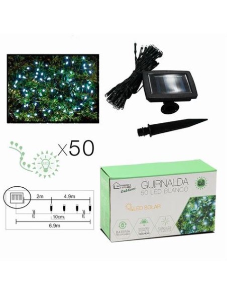 GUIRNALDA DE 50 LED BLANCA 6.9 METROS BATERÃA SOLAR