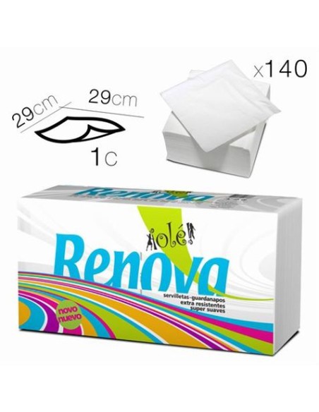 SERVILLETAS 29X29 BLANCAS 140 UNIDADES RENOVA