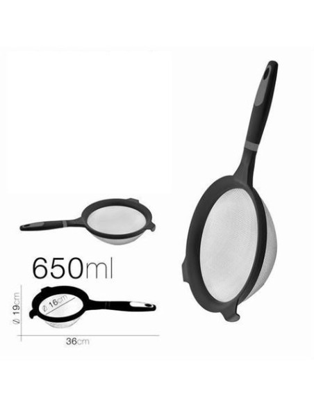 COLADOR PLASTICO 19CM NEGRO DIAM