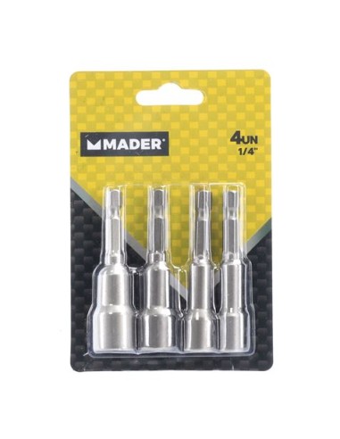 JUEGO DE 4 LLAVES DE VASOS MAGNÃ‰TICO 1/4\" MADER