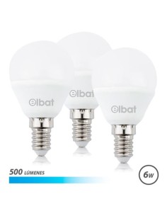 PACK 3 BOMBILLAS LED G45 | 6W | 500LM | E14 | LUZ FRIA | ELBAT