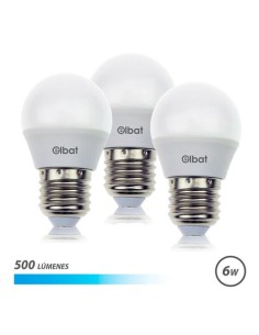 PACK 3 BOMBILLAS LED G45 | 6W | 500LM | E27 | LUZ FRIA | ELBAT