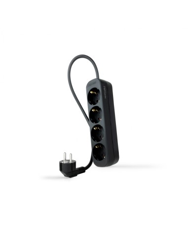 Nanocable Regleta de Enchufes con 4 Tomas, 1.4 m, Negro
