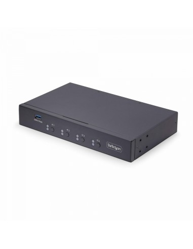 StarTech.com Switch KM/USB 4 Puertos con Roaming de RatÃ³n - Conmutador KM USB 3.0 de Teclado y RatÃ³n para 4 Ordenadores - Audi