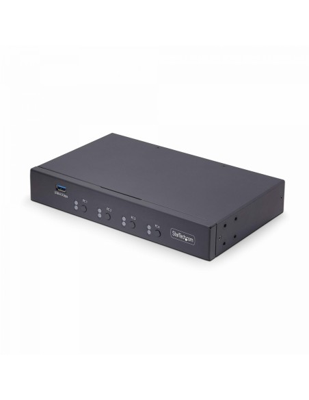 StarTech.com Switch KM/USB 4 Puertos con Roaming de RatÃ³n - Conmutador KM USB 3.0 de Teclado y RatÃ³n para 4 Ordenadores - Audi