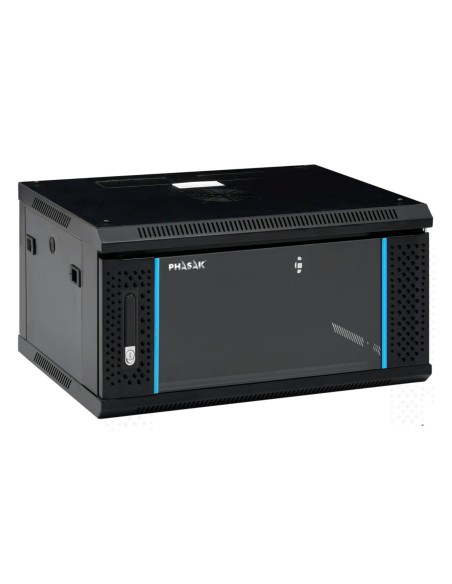 Phasak Armario Rack PRO 19" 6U 600 x 450 negro con ventilaciÃ³n - PHO 2106 (Montado)