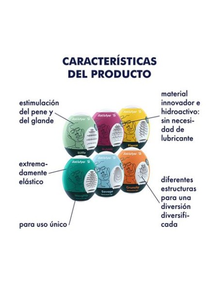 PACK 6 HUEVOS MASTURBADORES SATISFYER